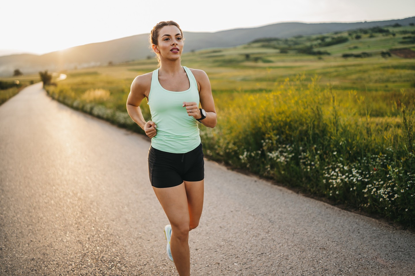 Woman exercising outside and avoiding chafing with Monistat